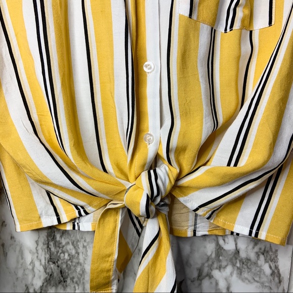 Stripped yellow, black and white blouse - Picture 4 of 6